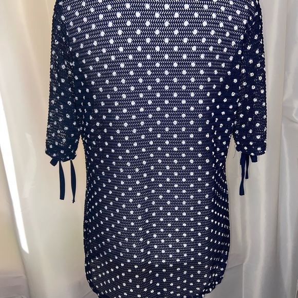 JM Flourette Women’s size large Blue w/White Polka Dots cardigan (C) - Picture 4 of 7